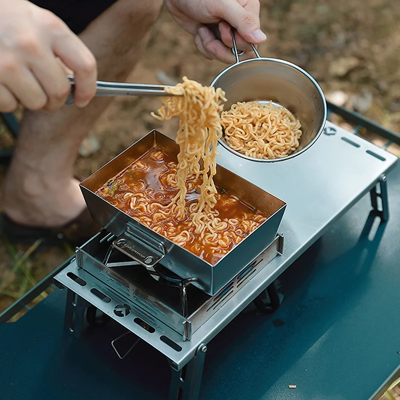 

Outdoor Cookware Camping Folding Frying Pan For Picnic Stainless Steel Cooking Saucepan Set Dual Purpose Cooking Pot Set