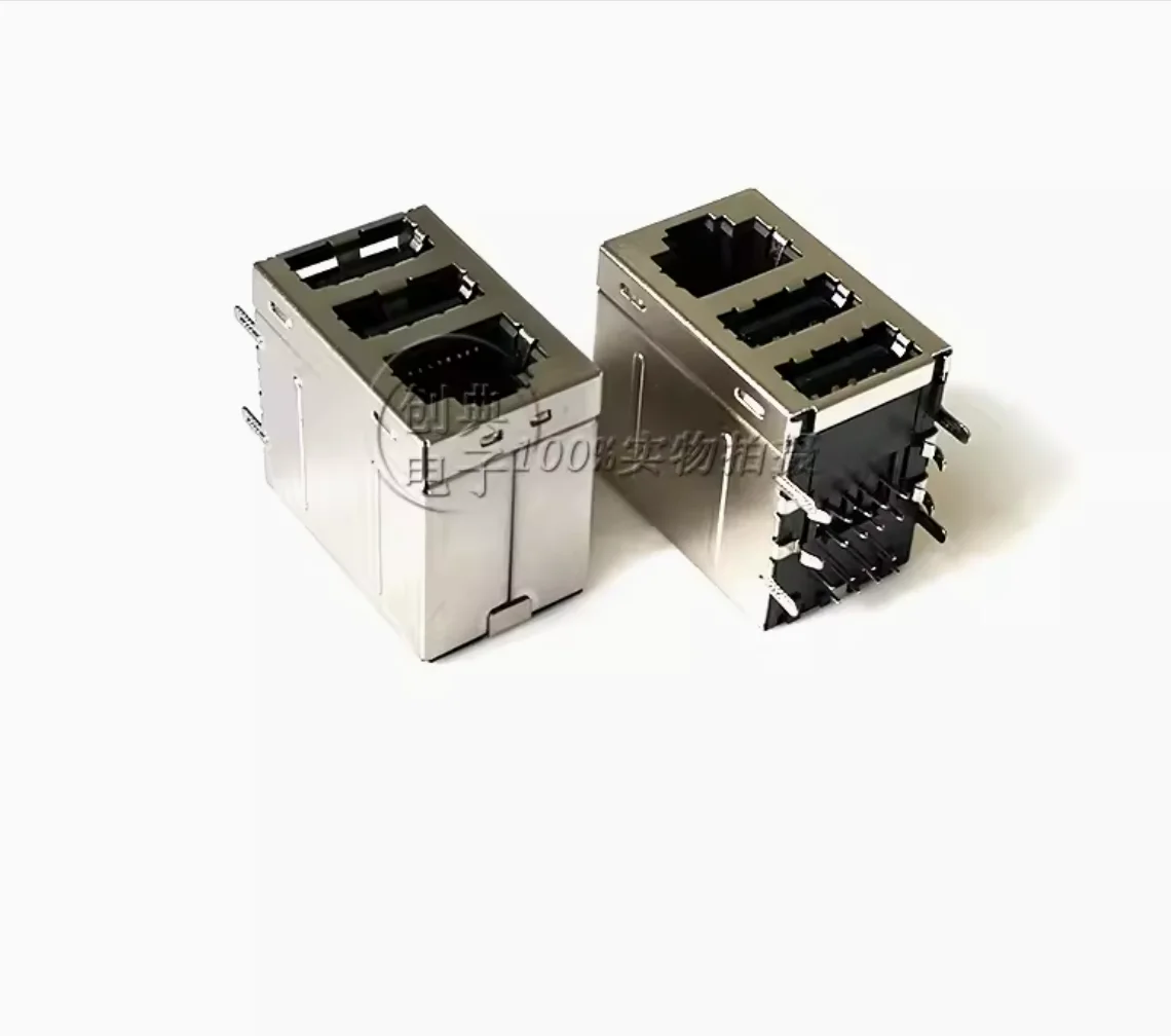 10 шт. многослойная трехпортовая Сетевая розетка RJ45 в паре с двухслойным USB 2 0 без