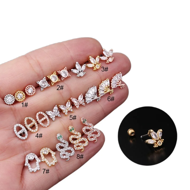 Женские серьги-гвоздики в виде змеи бабочки 20 г