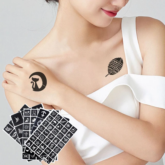 Airbrush Glitter Tattoo Stencil Women Kids Drawing Template,Small Flower Butterfly Henna Tattoo Stencil 4