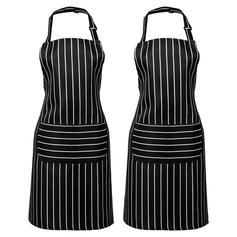 

Aprons for Women and Men, Kitchen Chef Apron with 2 Pockets and Adjustable Bib Apron for Cooking,Serving White Pinstripe