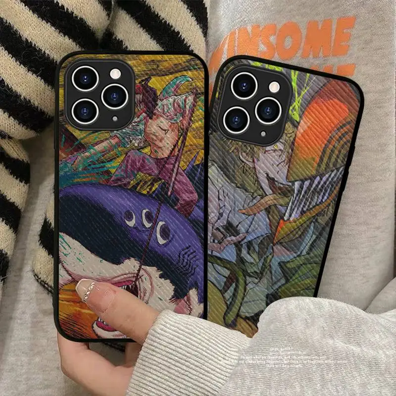 

Japan Cartoon Anime Chainsaw Man Phone Case Hard Leather Case for iPhone 11 12 13 Mini Pro Max 8 7 Plus SE 2020 X XR XS Coque