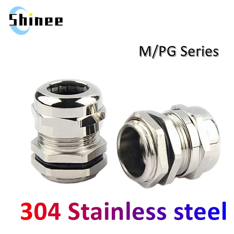 1Pcs Waterproof Cable Gland 304 Stainless Steel Glands IP68 PG7 PG9 M12 M16 Metal Joint PG13.5 M20*1.5 Cable Fixing Seal Joint
