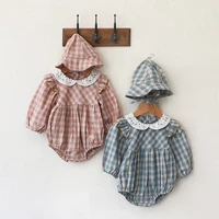 baby girls clothing hat suit retro plaid polo shirt pants bucket hats newborn romper toddler infant jumpsuit autumn kid clothes