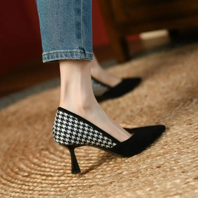 

Elegant High Heels For Women 2022Spring Pointed Toe Shallow French Single Shoes Casual Ladies Stiletto Heels Zapatos Para Mujer