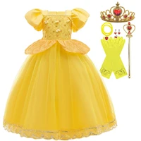 girl christmas evening dress kids belle dress beauty and the beast cosplay costume toddler girl princess party dress 3 10 years