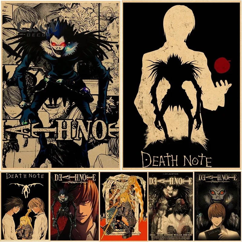 

Anime Death NoteKraft Paper Posters Japanese Frame Prints and Painting Home Room Art Decor Yagami Light Wall Stickers Posters