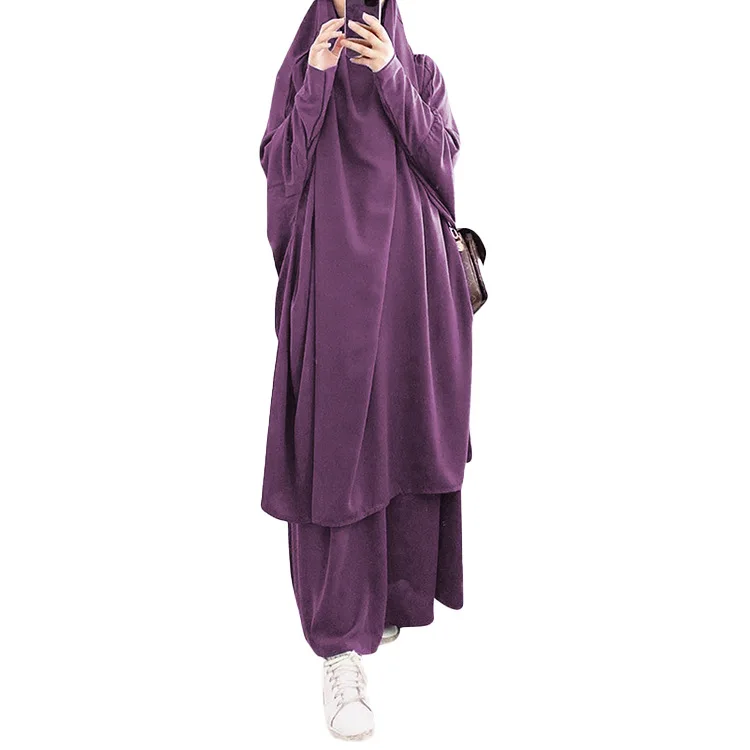 Fashion Khimar Muslim Sets Prayer Wear Woman Hijab Dress Full Cover Hooded Abaya Long Dresses Islam Jilbab Ramadan Clothes