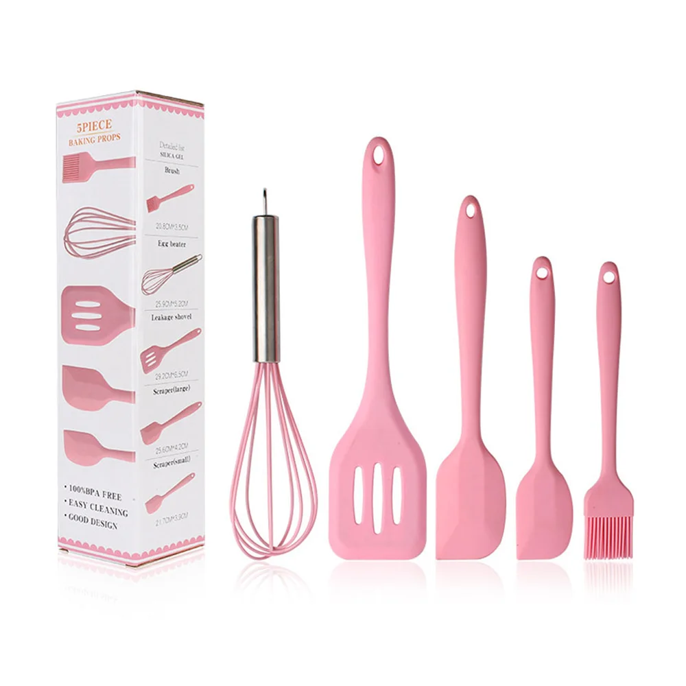 

Hot Selling Food Grade Kitchen Utensils Kitchen Gadget Five-piece Silicone Cooking Set