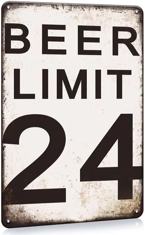 Винтажная металлическая табличка 8x12 дюймов с надписью Beer Limit 24 - Прочный настенный декор для бара, мужской комнаты, паба - Ретро-декор для гаража с предварительно просверленными отверстиями (art.: 3920da026c65e) - 3920da026c65e