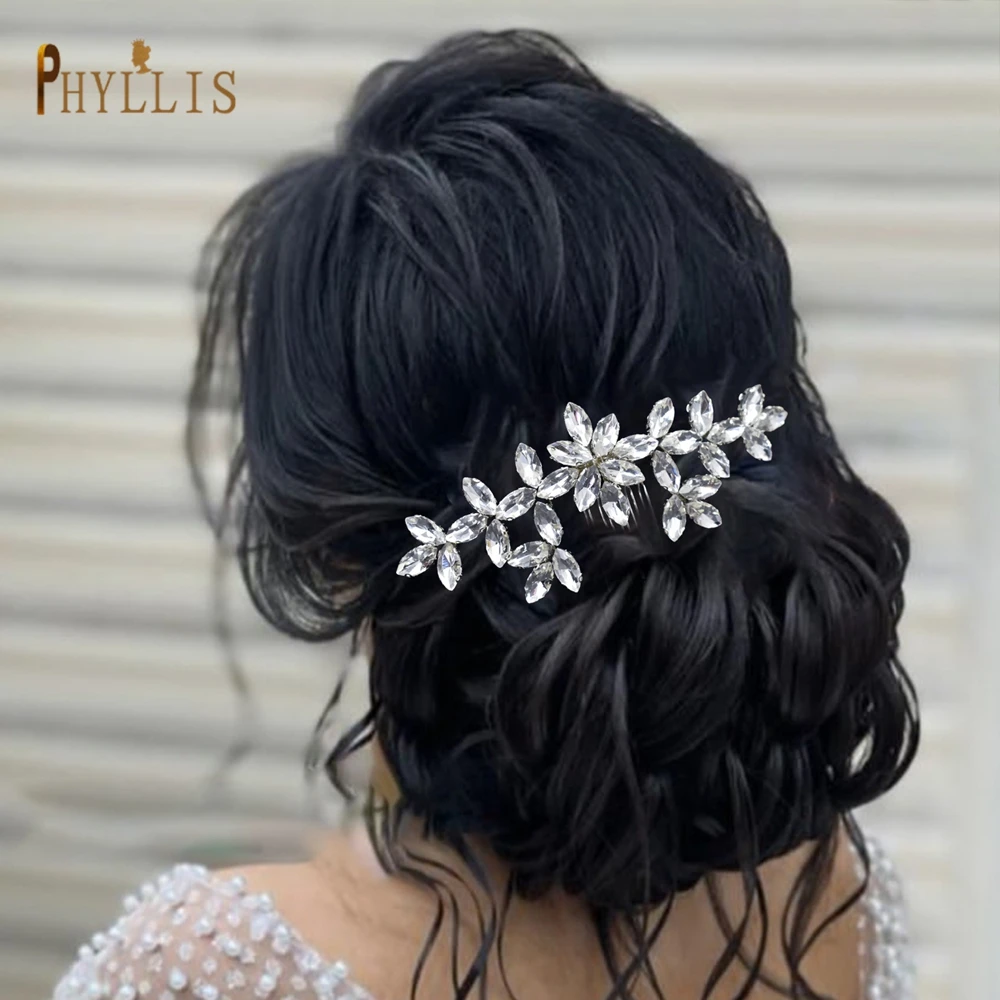 

A477 Rhinestone Wedding Combs for Bride Women Headdress Bridal Head Piece with Combs Gril Princess Tiara Bridesmaid Headwear