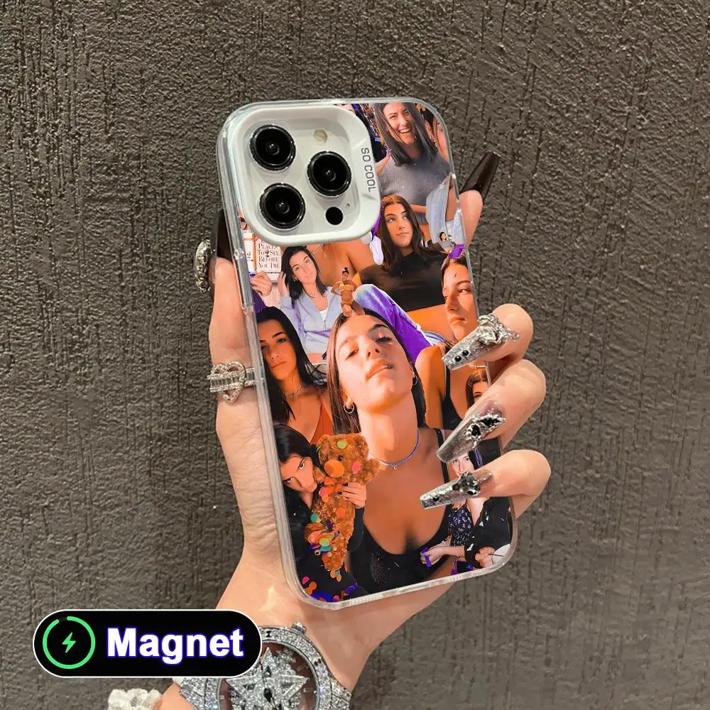 Фото Чехол для телефона Charli Damelio для iPhone 18 17 16 15 14 13 12 11 X XR XS Air Pro Max Plus, цветной, серебристый, с магнитным креплением. №5