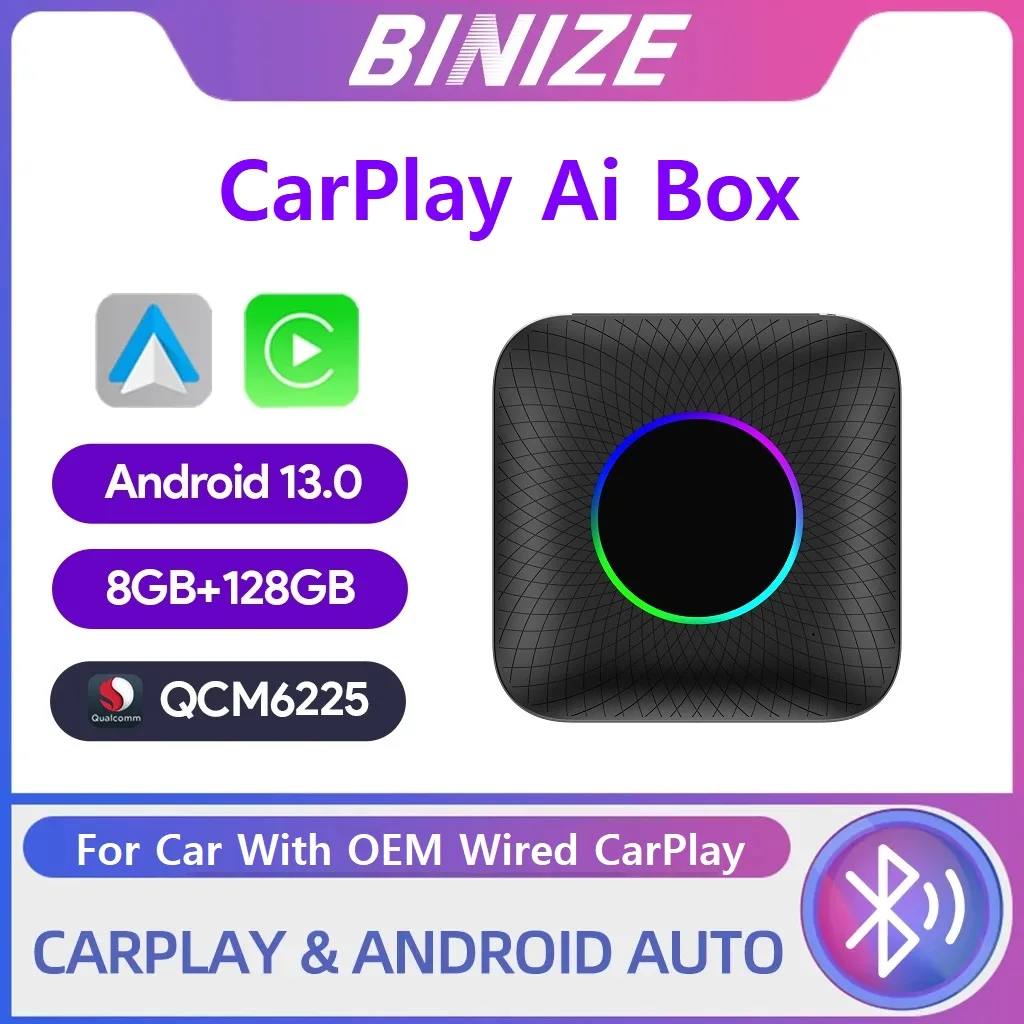 Binize CarPlay AI Box Android 13.0 Wireless и Auto Octa-Core 4G LTE для автомобиля с обновлением OEM FOTA