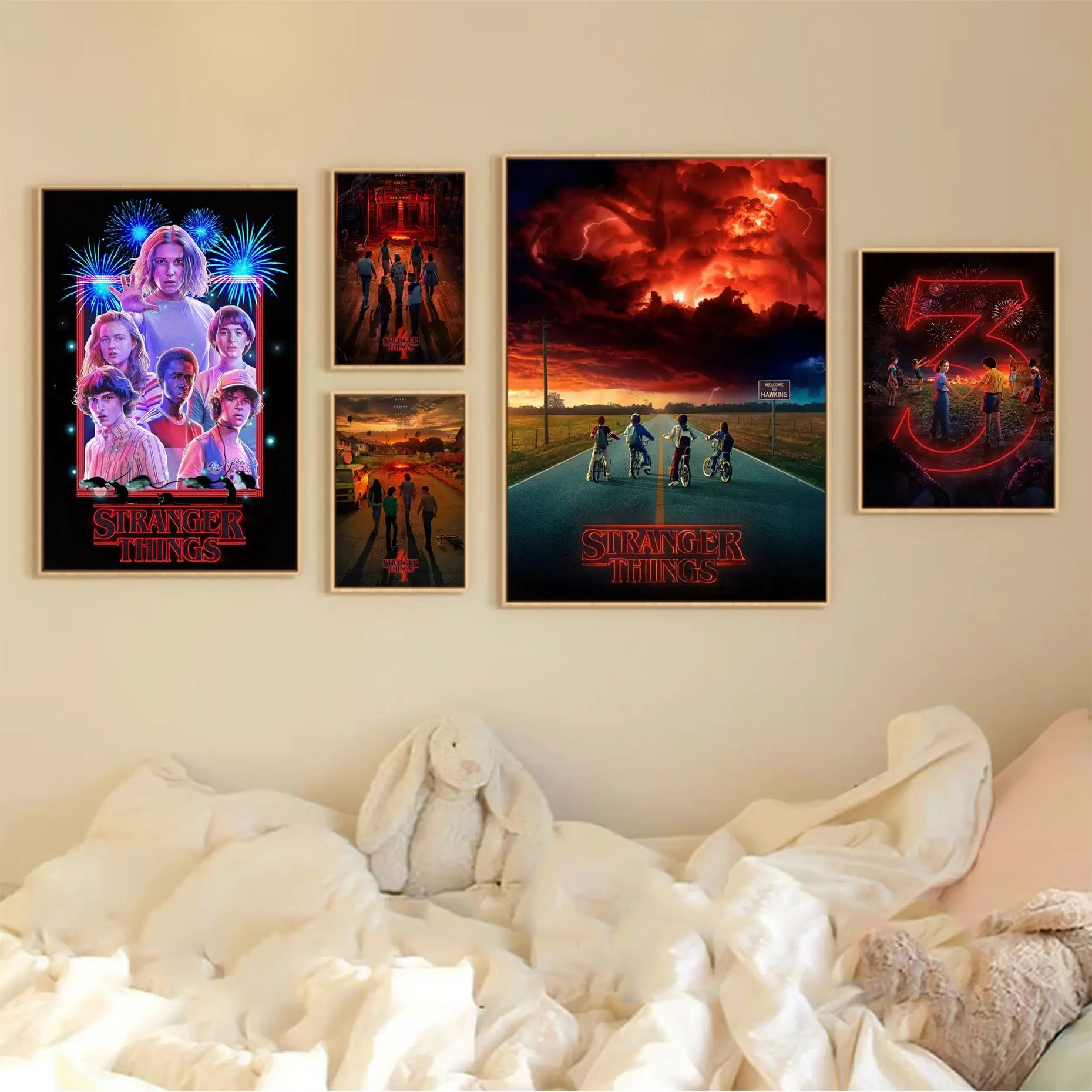 

TV Show Stranger Things Season 4 To 1 Classic Anime Poster Vintage Room Home Bar Cafe Decor Kawaii Room Decor