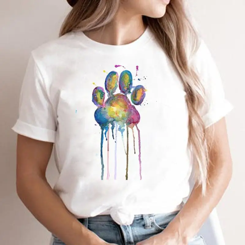 

Women T Shirt Tee Lady Graphic Short Sleeve Fashion Cartoon Top Clothing Watercolor 90s Style Female T-shirt Clothing
