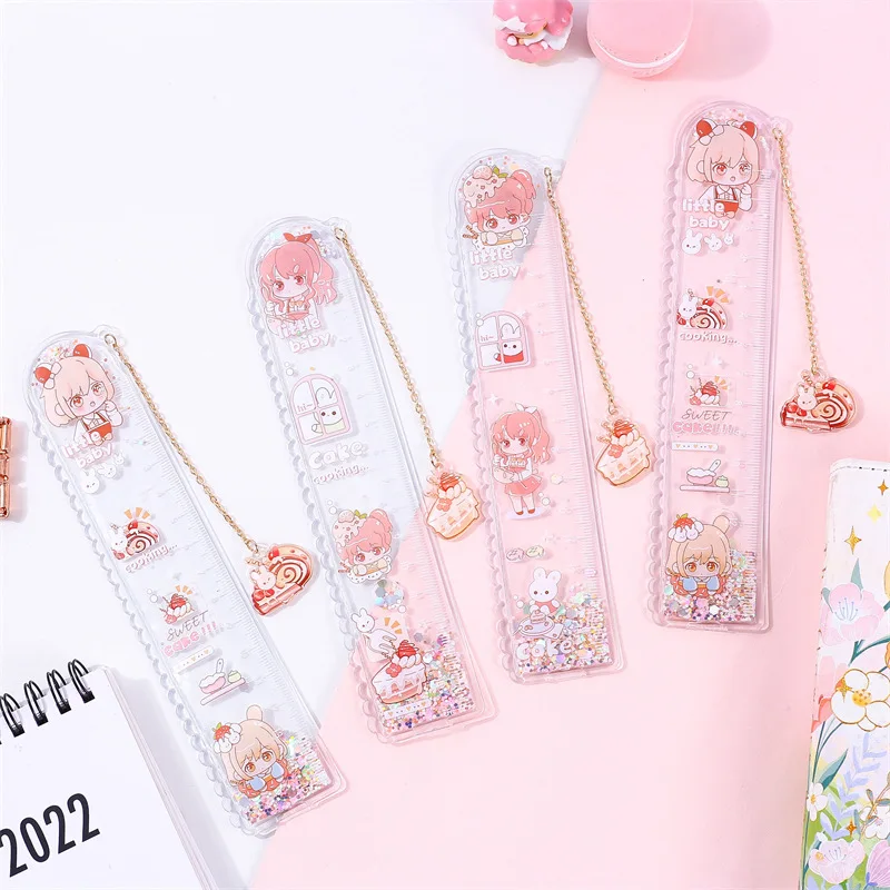 

Kawaii Sweetheart Girl 15Cm Scale Pendant High Profile Level In Oil Bookmark Ruler Student Stationery Drawing Supplies