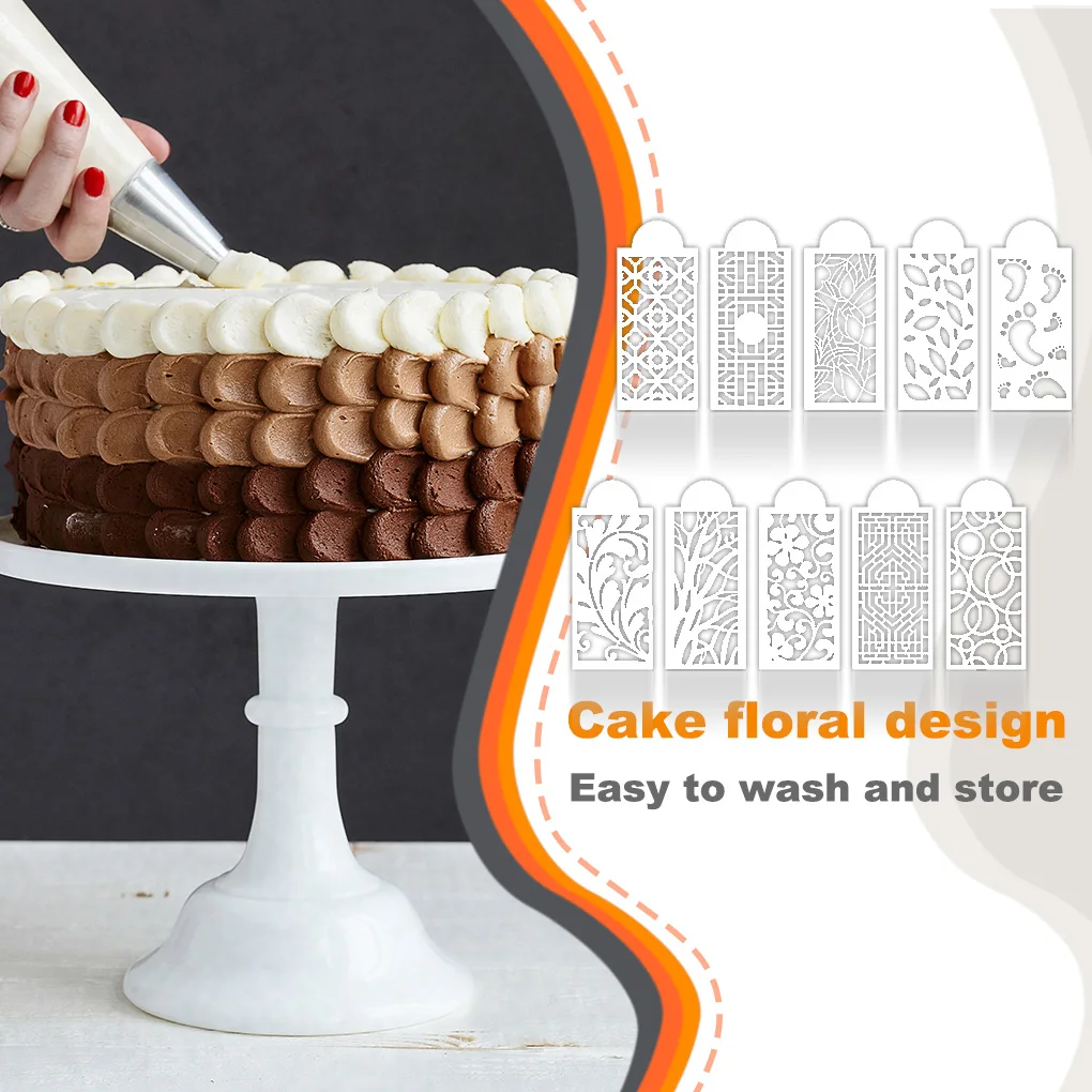 

10 Pieces Cake Template Pastry Border Mould DIY Stencil Cupcake Decorating Tool Home Bakery Baking Supplies Bakeware