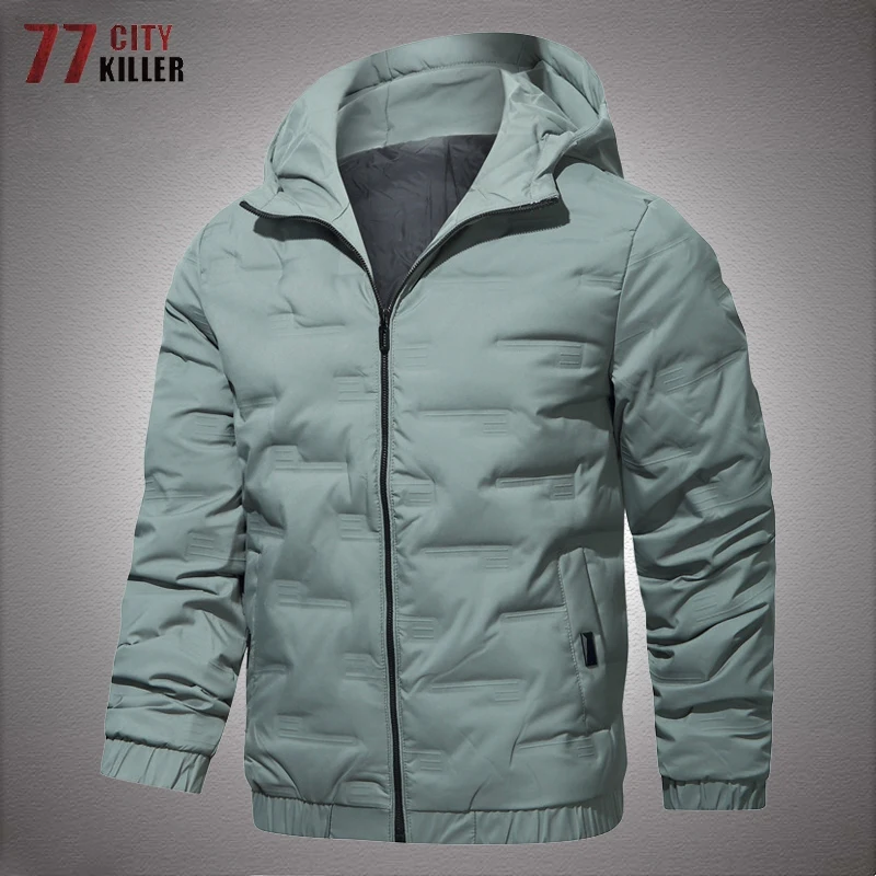 Куртка-бомбер мужская с капюшоном плотная теплая Повседневная Верхняя одежда