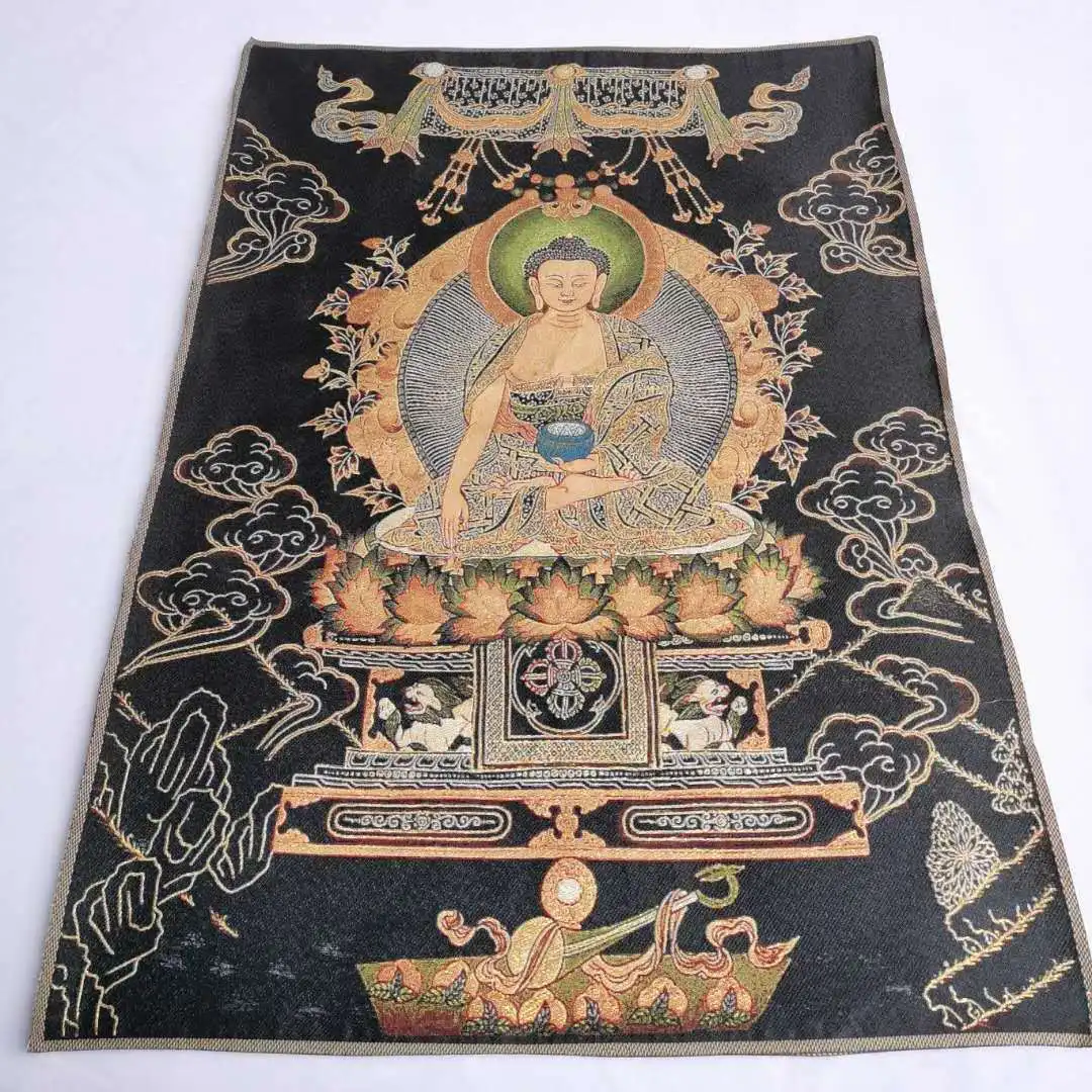 36-дюймовая тибетская ткань шелковая роспись Menla Medicine Buddha Tangka Thangka Mural
