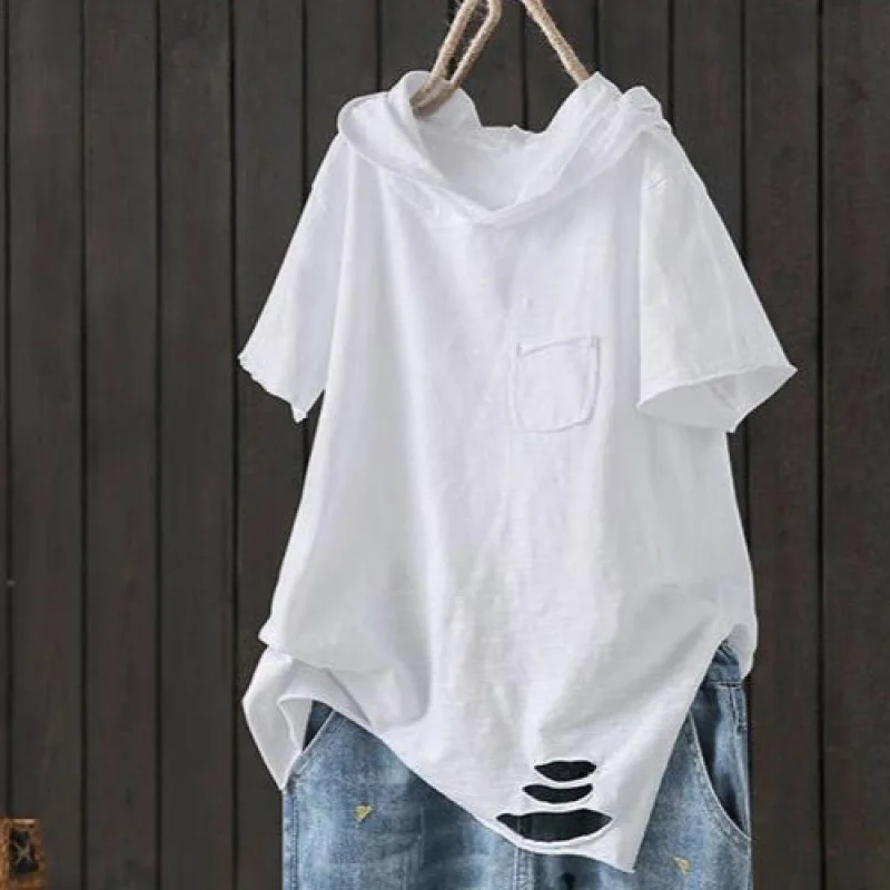 

Queen & Joe Mini Pocket Vintage Hood Half-sleeved T-shirt