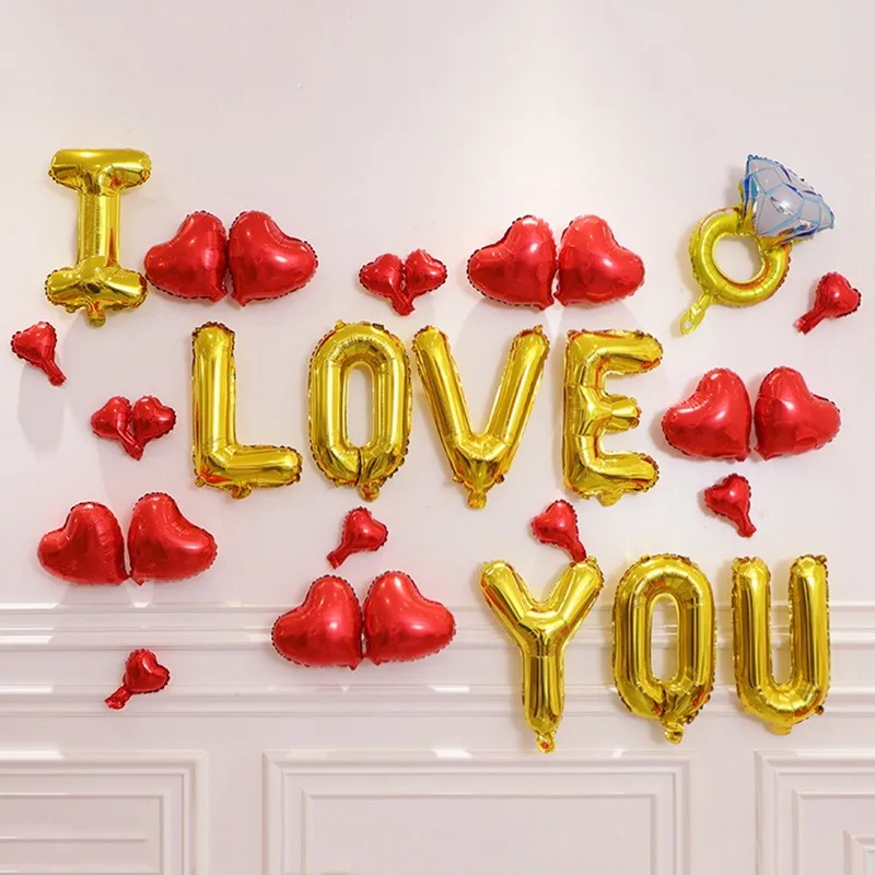 

1 Набор, фольгированные воздушные шары с надписью «I LOVE YOU»