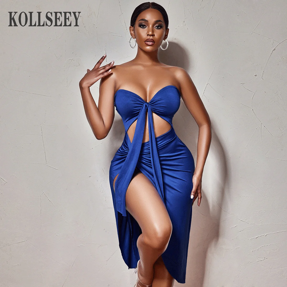 

KOLLSEEY BrandSexy Club Party Short Dress Solid Colour Push Up Bra Mini Micro Dress