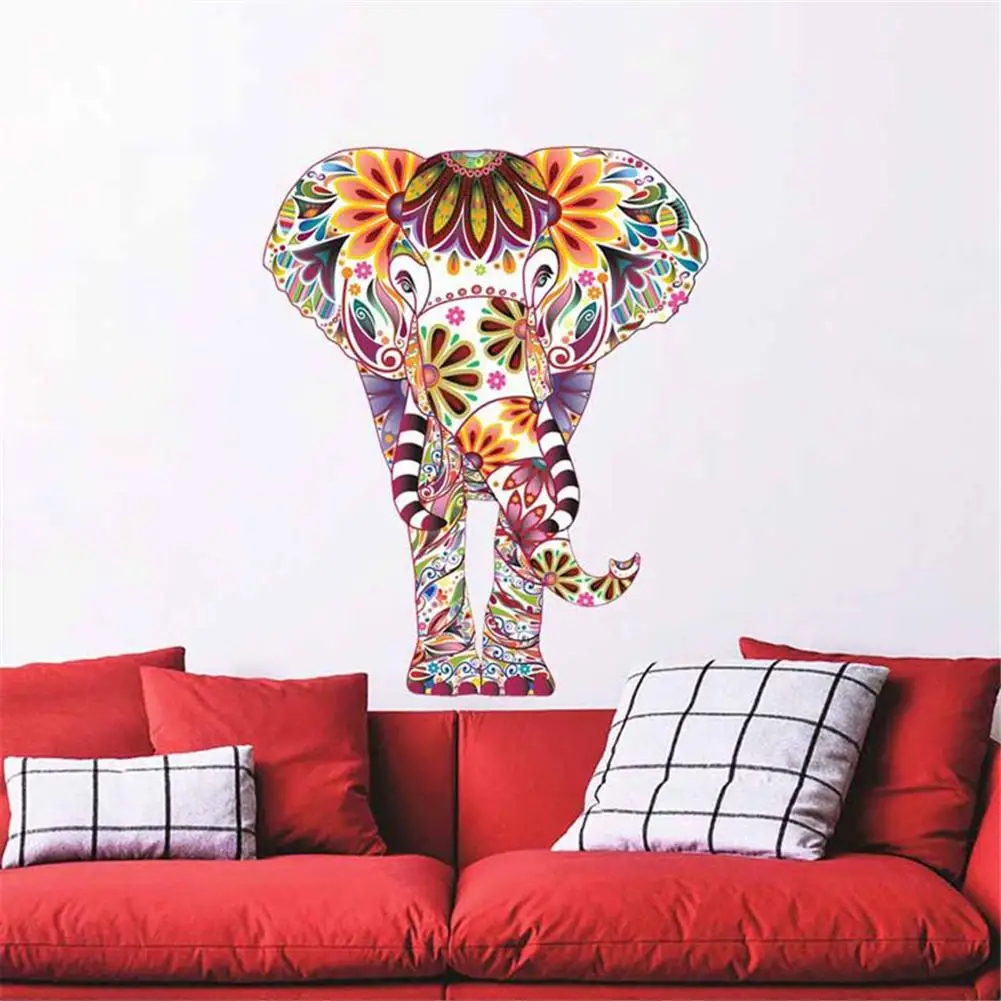 

Mandala Color Elephant Wall Sticker Living Room Bedroom Decoration Self-adhesive Paper Wallpaper