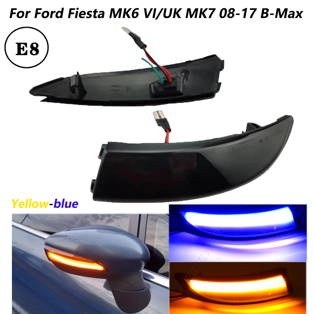 

LED Dynamic Turn Signal Light Side Mirror Sequential Indicator Blinker Lamp For Ford Fiesta MK6 VI /UK MK7 2008-17 B-Max 2012-17