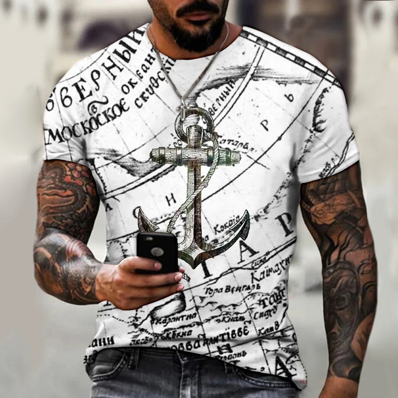 

Summer Short Sleeve Casual Loose T-shirt New Oversize Men T-Shirt Mosaic Print Fashion Tees Tops Male Clothing