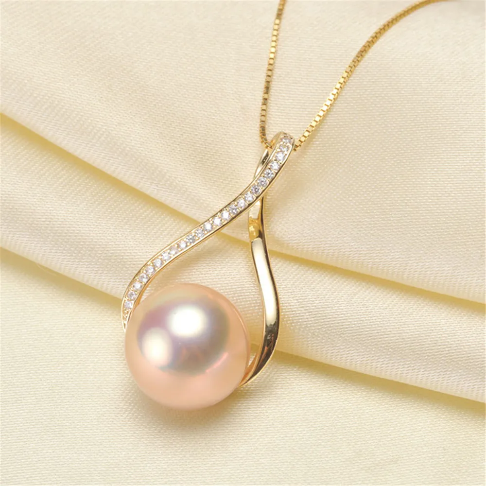 

DIY Accessories S925 Sterling Silver Pearl Pendant Empty Holder Exquisite Necklace Pendant for Women 11-13mm Beads