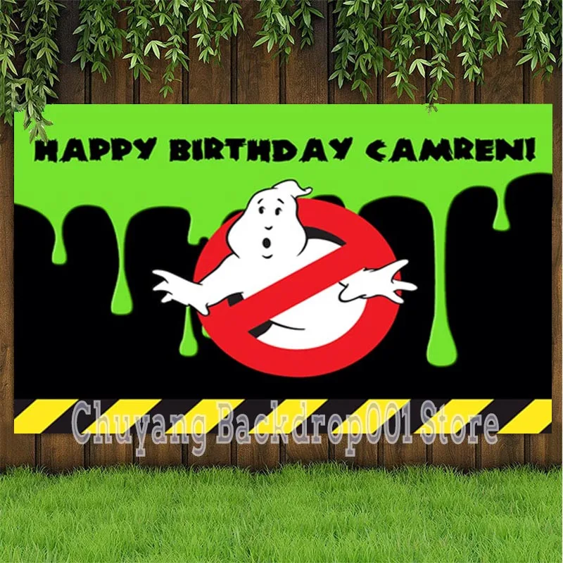 Ghostbusters Backdrop Children Baby Kids Birthday Party Boys Green Ghost Custom Photography Background For Photo Studio