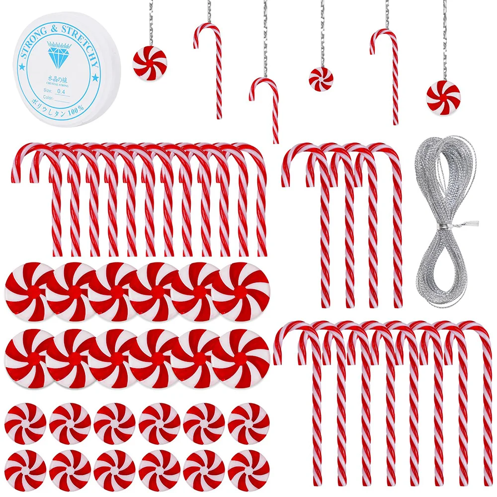 

48 Pcs Christmas Candy Canes Candy Swirl Plastic Candy Decoration for Xmas Party Christmas Home Decor (Red and White)
