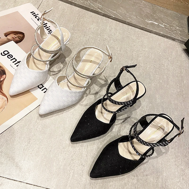 

2022new fashion pointed toe shoes women spring and summer high heels rubber sole all-match buckle high heels women's fairy model
