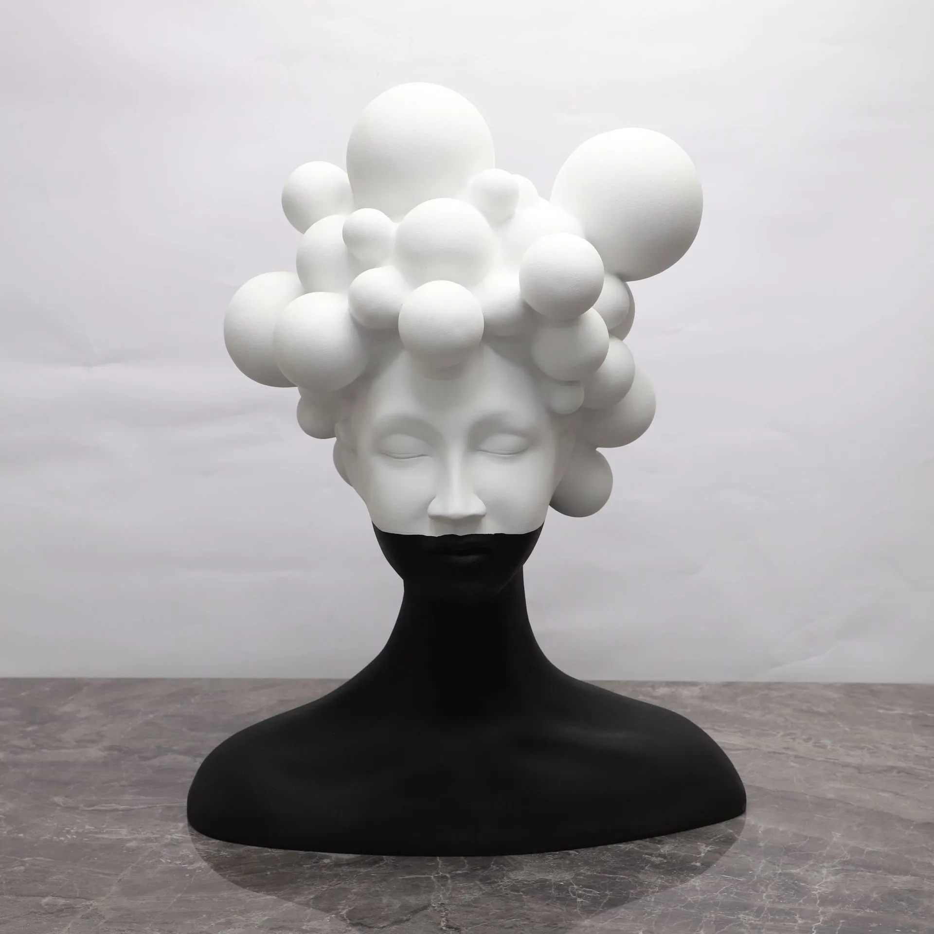 

Modern minimalist art figure sculpture black and white girl resin ornament
