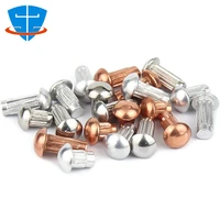 100pcs m2 m2 5 m3 m4 stainless steel copper aluminum button round head knurled shank solid rivet for label name plate trademark