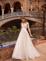 luojo boho wedding dresses elegant 2022 a line v neck short sleeves tea length bridal gowns for women custom vestidos de novia