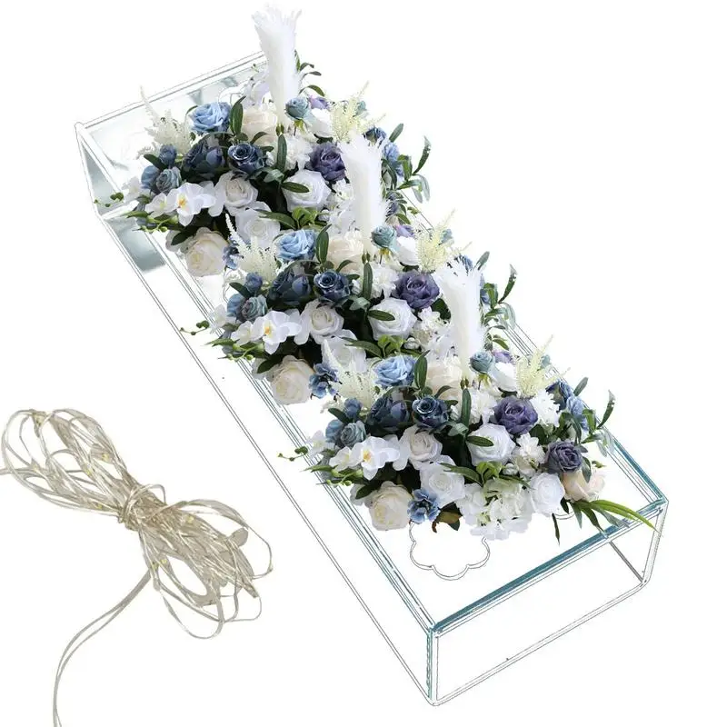 

Acrylic Flower Box Clear Table Settings For Dining Table Decor Rectangle Low Floral Vases For Centerpieces For Home Weddings
