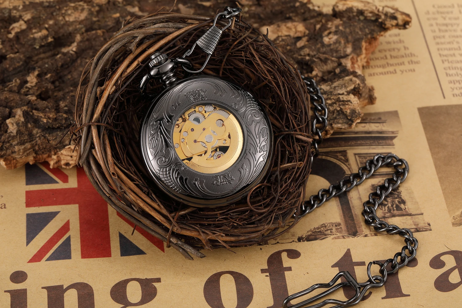Vintage Retro Antique Steampunk Pocket Watch Roman Numerals Automatic Mechanical Men Watches Necklace Clock Unisex Reloj Hombre