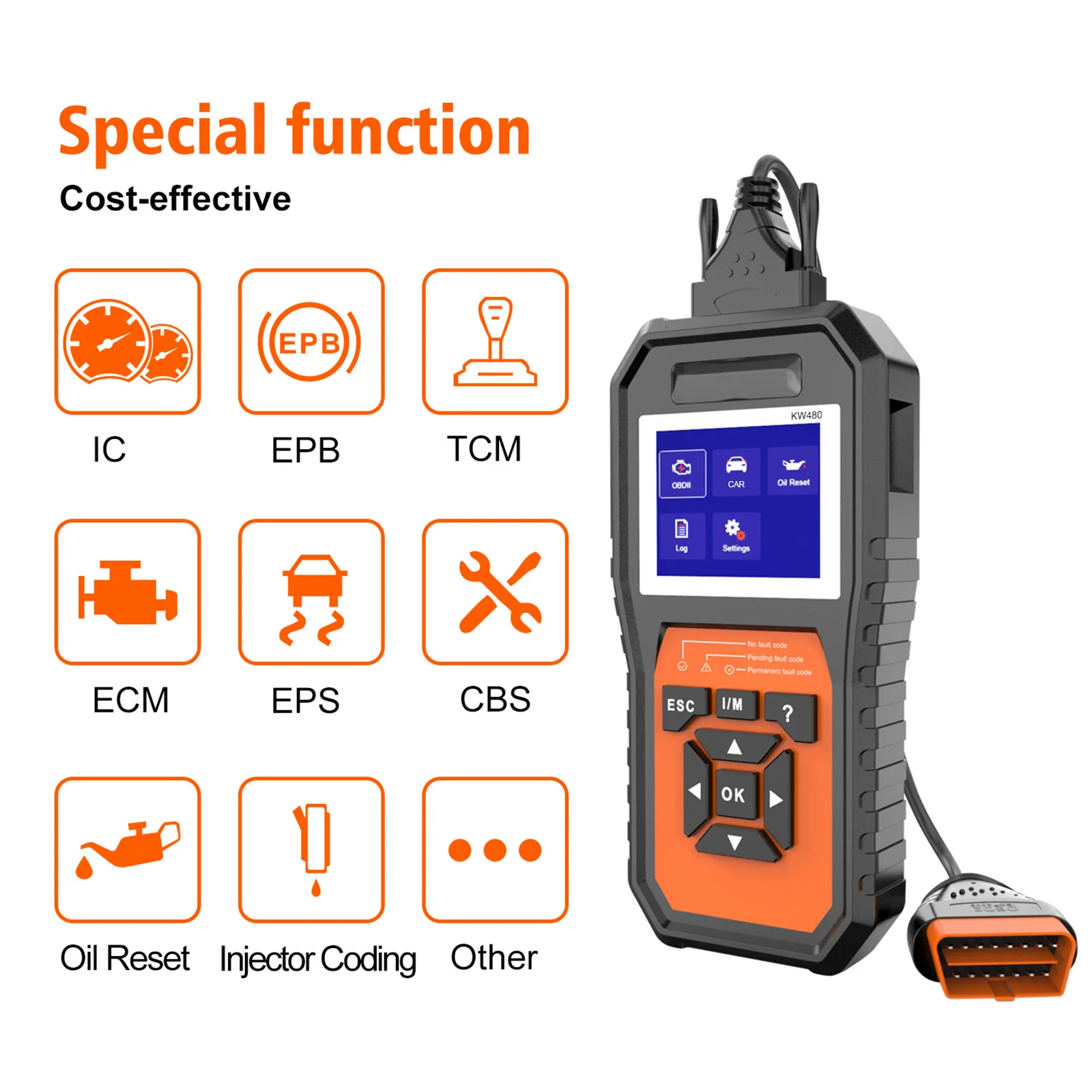 

KW480 OBDII+EOBD Car Fault Detector Automobile Full System Diagnostic Scanner Diagnostic Tool For BMW