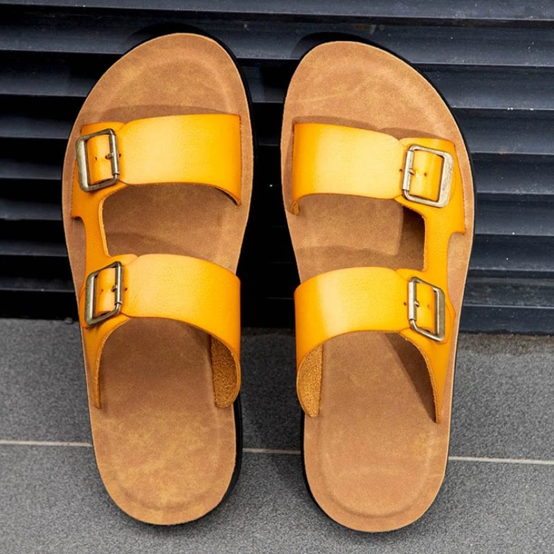 

Sandals Men Shoes Pu Multi-color Flat Bottomed Leisure Vacation Simple Non Slip Fashion Comfortable Beach Slippers AQ606