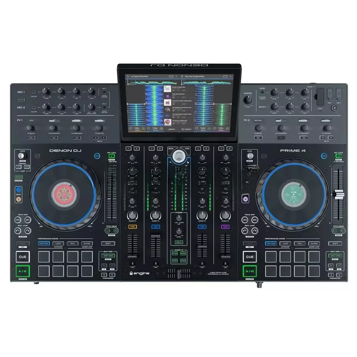 Новый 4-дельный автономный DJ-контроллер Denon Prime 4 с сенсорным экраном 10 дюймов
