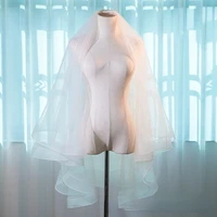 double layer simple mori style veil elastic net edge soft veil champagne street shot wedding photo portrait