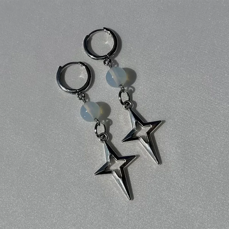 Серьги с опаловой звездой Y2k ручной работы