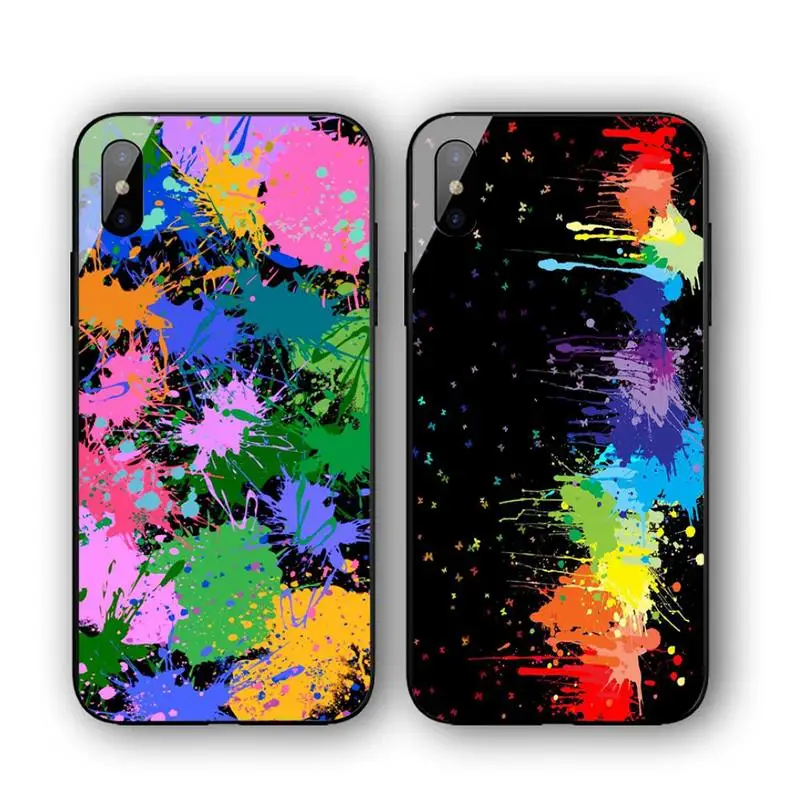 

Splash Paint Personality Phone Case For Iphone 11 12 13 14 Pro Max 7 8 Plus X Xr Xs Max Se2020 Tempered Glass Cove