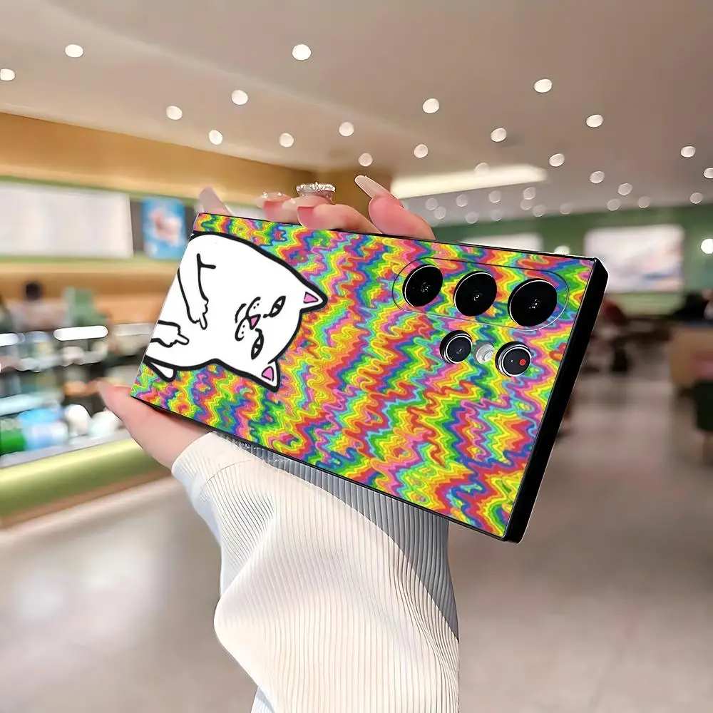 Фото Модный чехол для телефона Cat-R-RIPNDIPES для Samsung Galaxy S26 S25 S24 S23 S22 S21 Plus Ultra Fold A, мягкий, черный №1