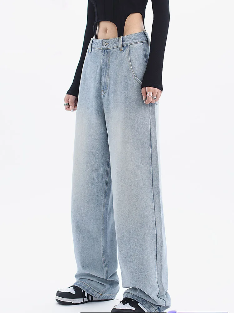 

2022 Autumn Winter Korean Style Casual Fashion Loose Jeans For Women High Waist Wide Leg Femme Trousers Comfort Denim Mom Pants