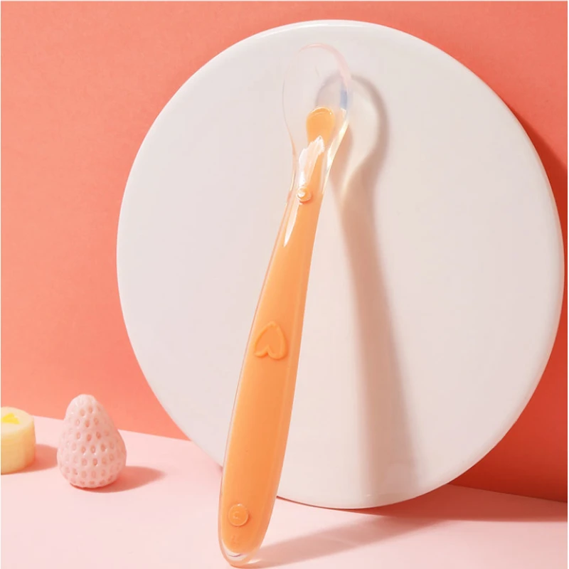 

Baby Spoon Utensils Baby Silicone Soft Spoon Training Feeding Spoons for Children Kids Infants Temperature Sensing Baby Things