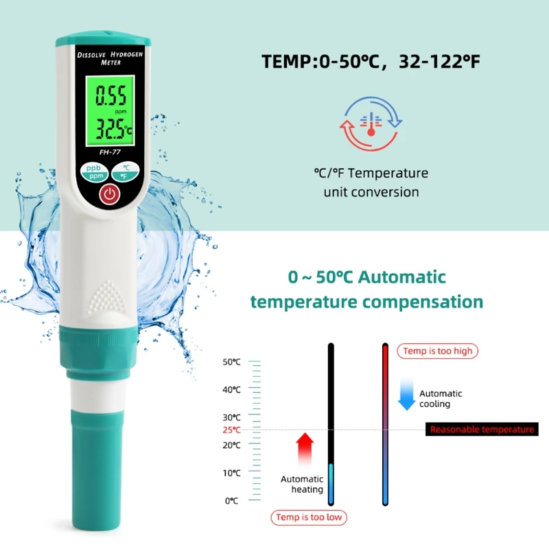 

Digital Dissolve Hydrogen Meter 0-1999 Ppb/0-1.99 Ppm for Drinking Water Food