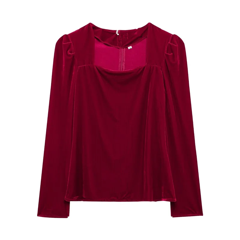 Осенний женский комплект с длинным рукавом и квадратным вырезом плиссированная