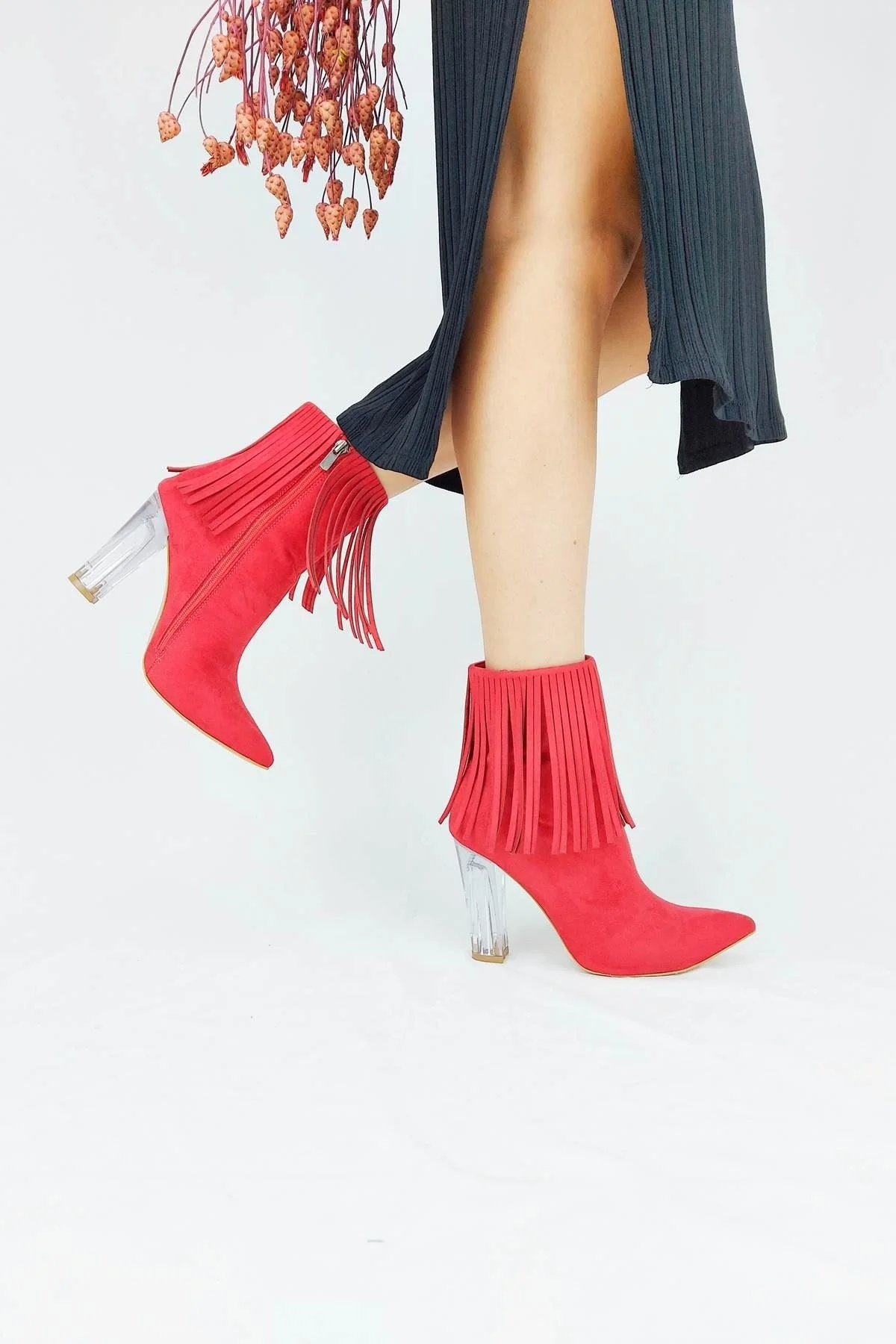 

Bravo Red Suede Fringed Boots